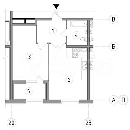 1-к. квартира, 53,1 м, 9/9 эт. - Фото 1