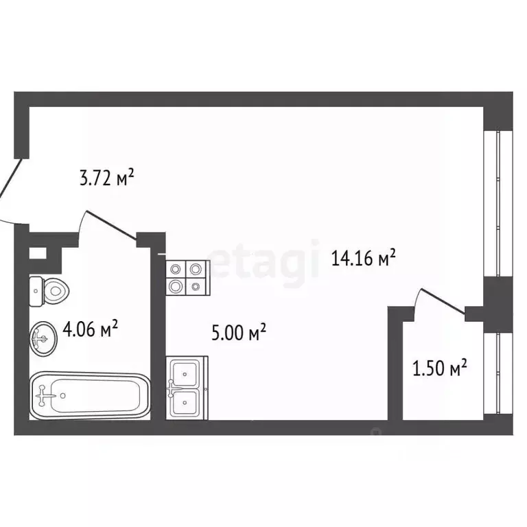 Студия Свердловская область, Екатеринбург ул. Монтерская, 8/2 (27.2 м) - Фото 1