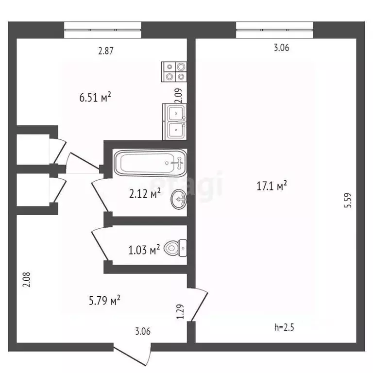 1-к кв. Мордовия, Саранск ул. Косарева, 94А (33.2 м) - Фото 1