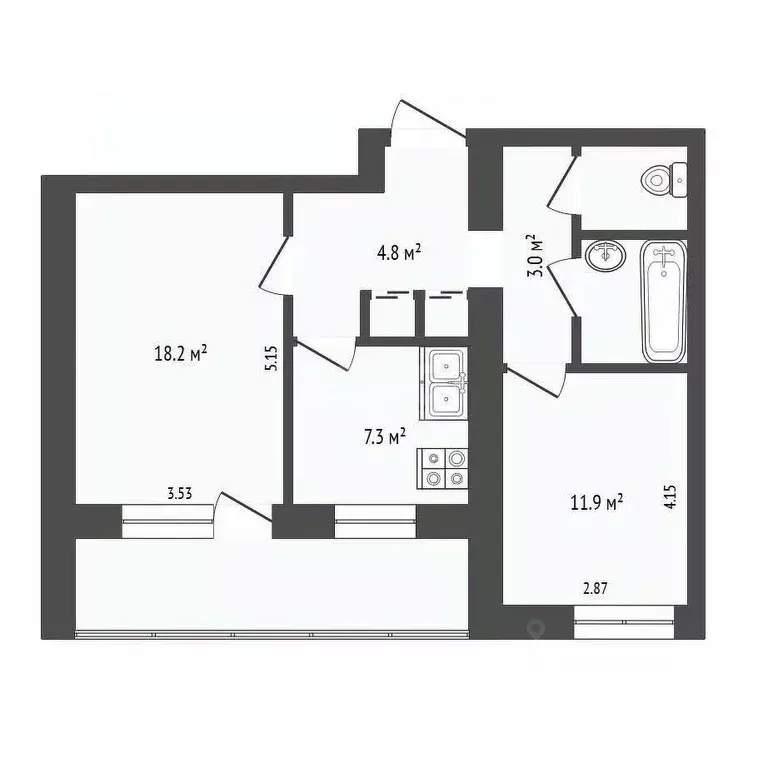 2-к кв. Ярославская область, Ярославль просп. Фрунзе, 79 (49.8 м) - Фото 0