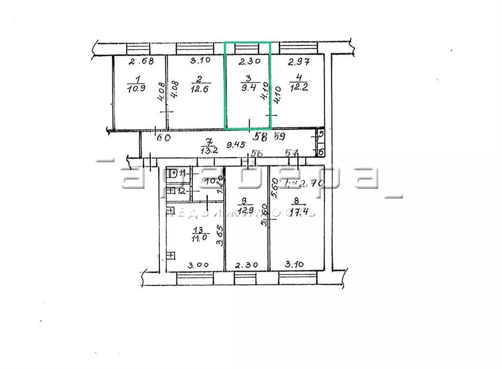 1к в -комнатной квартире (9 м) - Фото 2