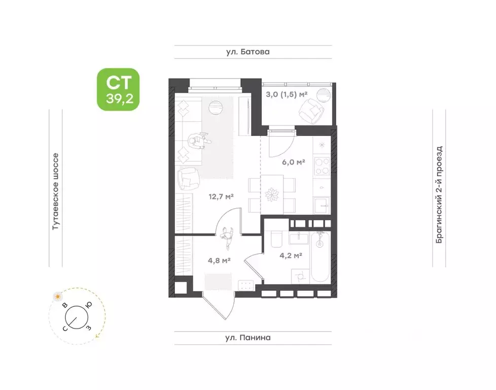1-к кв. Ярославская область, Ярославль Тутаевское ш., 93Б (29.2 м) - Фото 1