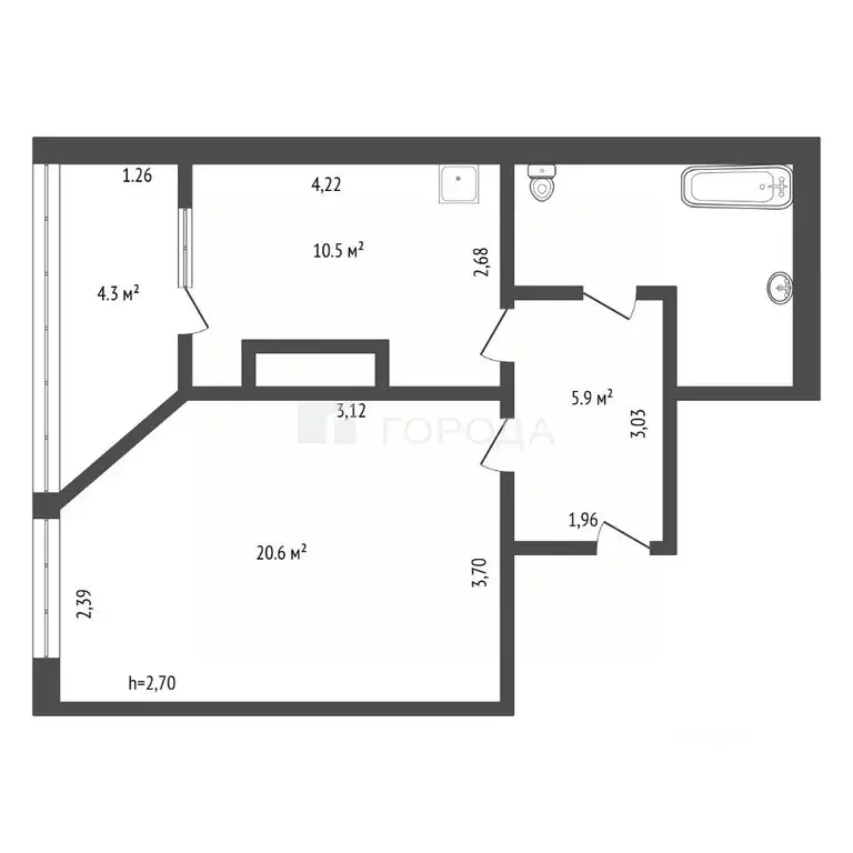 1-к кв. Кемеровская область, Новокузнецк Запорожская ул., 73Б (47.0 м) - Фото 2