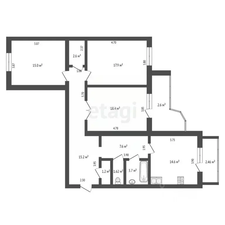 3-к кв. Забайкальский край, Чита ул. Николая Островского, 61 (97.9 м) - Фото 1