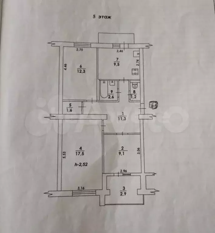 3-к. квартира, 68 м, 5/5 эт. - Фото 0