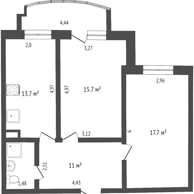 2-комнатная квартира: Улан-Удэ, улица Модогоева, 4 (66.8 м) - Фото 1