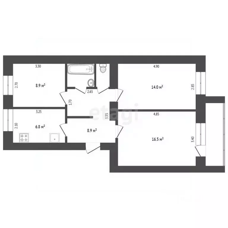 3-к кв. Нижегородская область, Выкса ул. Чкалова, 8 (58.8 м) - Фото 1