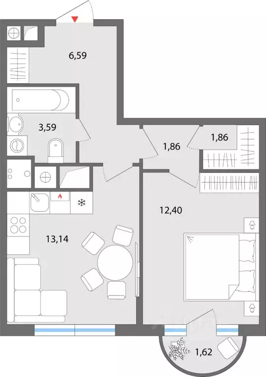 2-к кв. Липецкая область, Елец Радиотехническая ул., 11с1 (41.0 м) - Фото 2