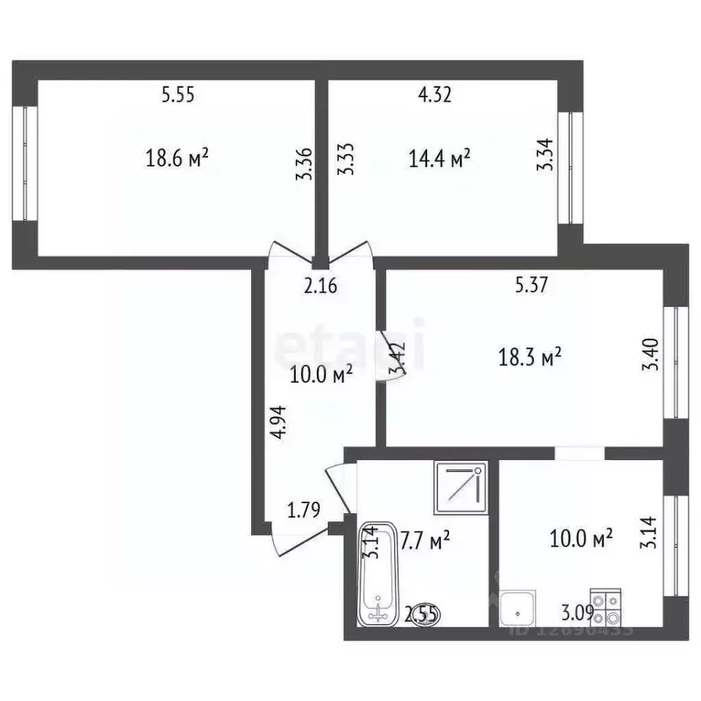 3-к кв. Москва 13-я Парковая ул., 28К2 (79.0 м) - Фото 1