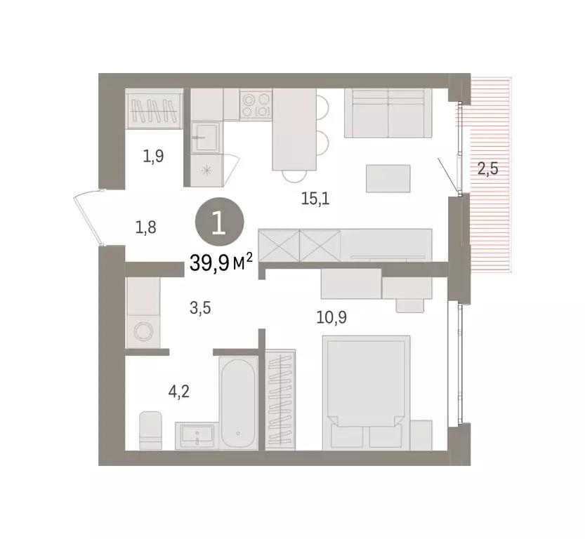 1-комнатная квартира: Екатеринбург, жилой район Сортировочный, ... - Фото 2