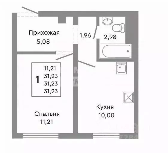 1-к кв. Челябинская область, Челябинск Нефтебазовая ул., 20 (32.0 м) - Фото 2