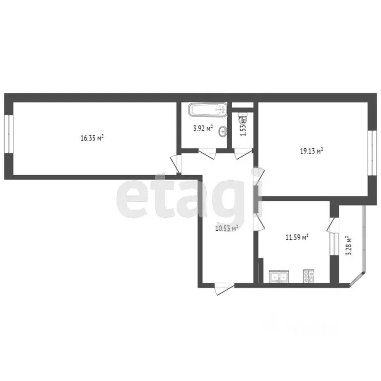 2-к кв. Ханты-Мансийский АО, Сургут ул. Фармана Салманова, 2 (63.5 м) - Фото 0