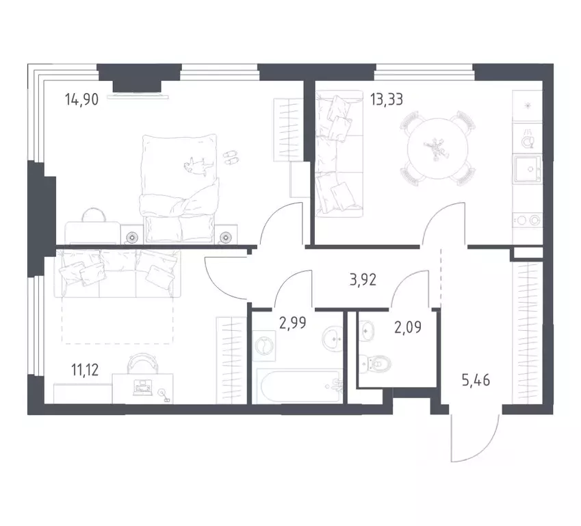 2-к кв. Московская область, Ленинский городской округ, Мисайлово пгт, ... - Фото 1