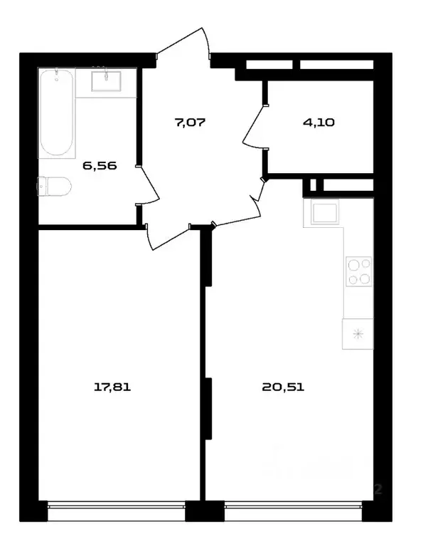 1-к кв. Воронежская область, Воронеж ул. Ольминского, 4 (56.05 м) - Фото 1