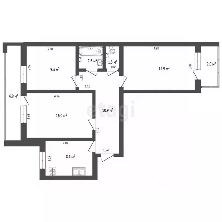 3-к кв. Самарская область, Самара Ставропольская ул., 74 (67.2 м) - Фото 2