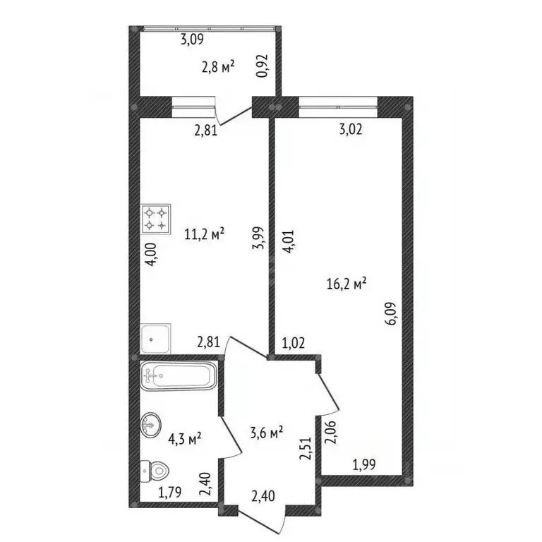 1-к кв. Башкортостан, Уфа ул. Евгения Столярова, 6А (36.7 м) - Фото 2