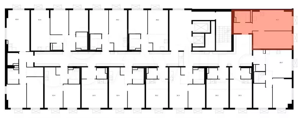 1-к. квартира, 42,7 м, 12/15 эт. - Фото 1