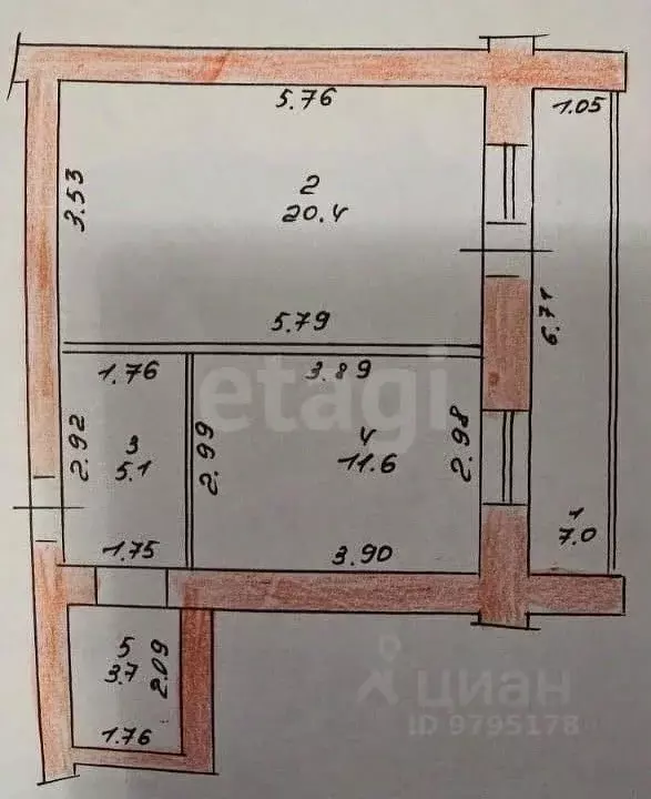 1-к кв. Татарстан, Казань ул. Братьев Касимовых, 6А (45.0 м) - Фото 1