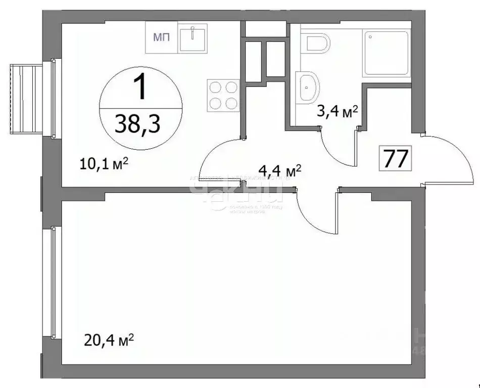 1-к кв. Нижегородская область, Нижний Новгород ул. Сергея Акимова, 50 ... - Фото 2