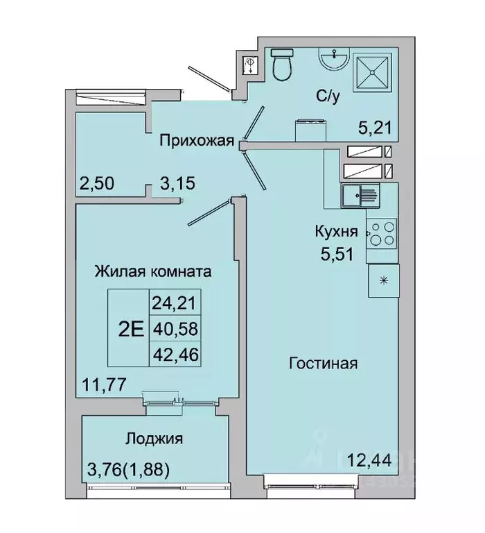 2-к кв. Ростовская область, Батайск ул. Булгакова, 11 (42.46 м) - Фото 1