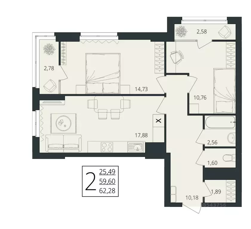2-к кв. Волгоградская область, Волгоград ул. Степана Разина, 27/1 ... - Фото 1