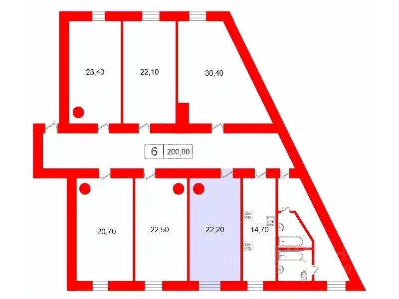 Комната Санкт-Петербург наб. Реки Фонтанки, 110Б (22.2 м) - Фото 2