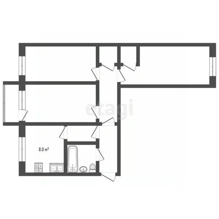 3-к кв. Белгородская область, Белгород пер. 1-й Заводской, 10 (55.2 м) - Фото 1