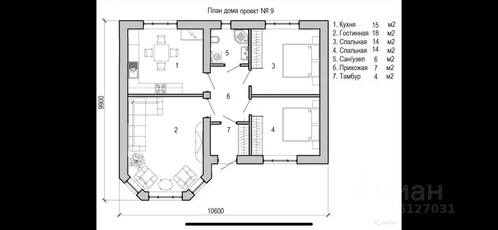 Дом в Пензенская область, с. Бессоновка ул. Каштановая (87 м) - Фото 2