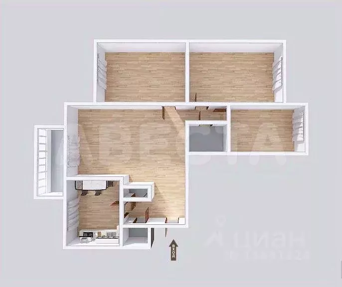 3-к кв. Омская область, Омск ул. Лермонтова, 24 (90.3 м) - Фото 2