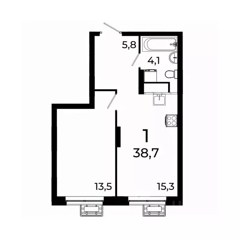 1-к кв. Нижегородская область, Нижний Новгород ул. Коперника, 15 (38.7 ... - Фото 1