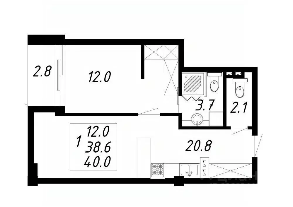 1-к кв. Ставропольский край, Ессентуки Озеро жилой комплекс (40.0 м) - Фото 1