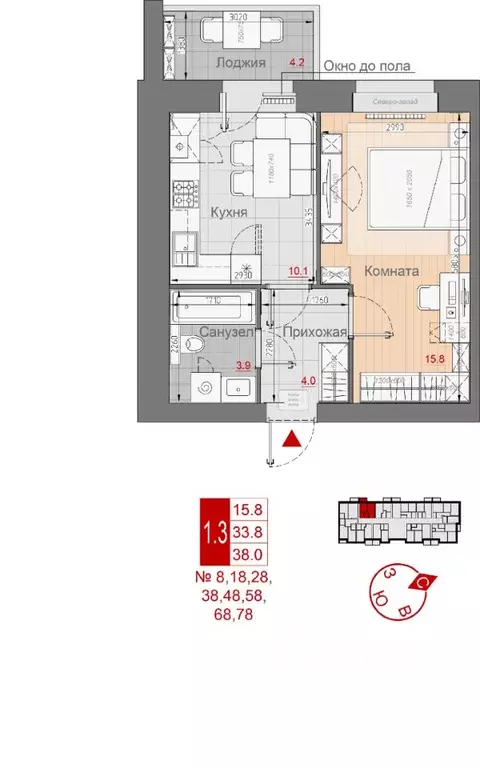 1-к кв. Новгородская область, Великий Новгород 29-й кв-л,  (38.0 м) - Фото 0