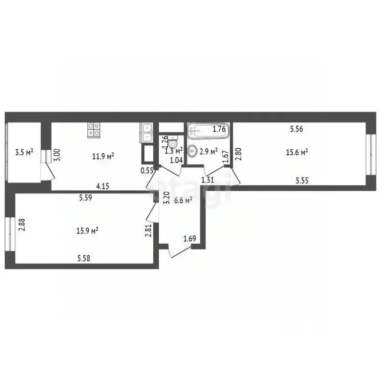 2-к кв. Ленинградская область, Мурино Всеволожский район, Новая ул., ... - Фото 2