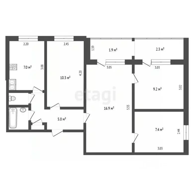 4-к кв. Омская область, Омск Городок Нефтяников мкр, ул. 22 Апреля, 53 ... - Фото 2