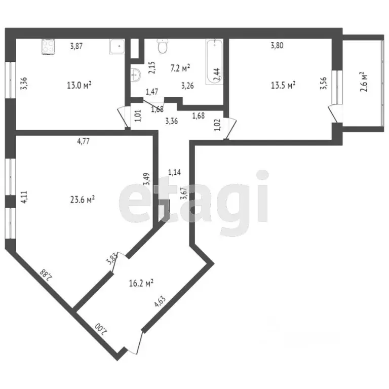2-к кв. Ямало-Ненецкий АО, Новый Уренгой Мирный мкр, 3/3 (74.3 м) - Фото 2