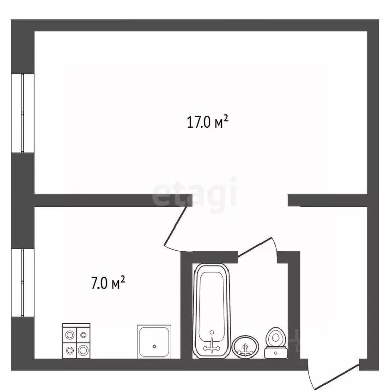 1-к кв. Ярославская область, Ярославль Ярославская ул., 27к2 (30.7 м) - Фото 2