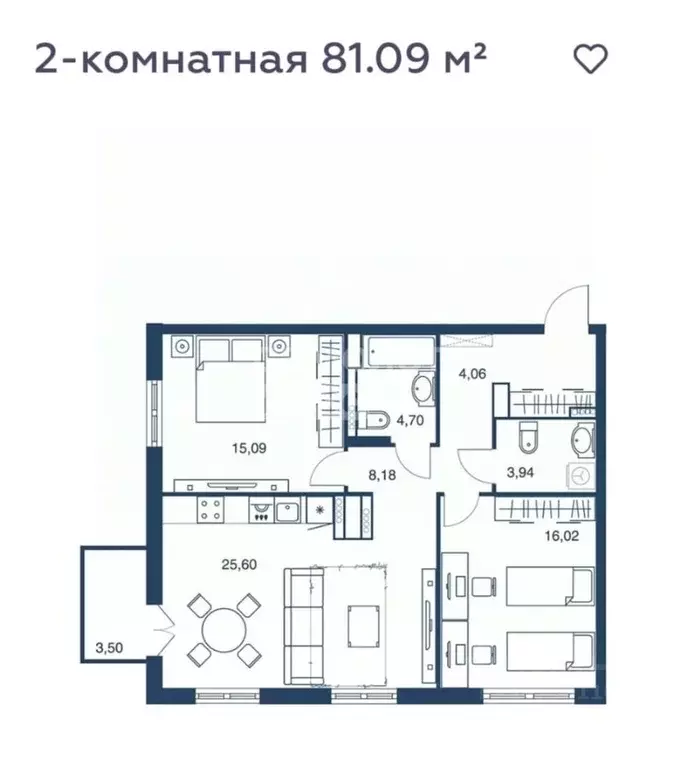 3-к кв. Липецкая область, Липецк Депутатская ул., 60 (81.09 м) - Фото 1