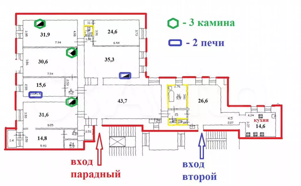 8-к. квартира, 313 м, 4/5 эт. - Фото 0