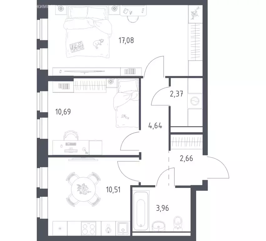 2-комнатная квартира: посёлок городского типа Мисайлово, микрорайон ... - Фото 1