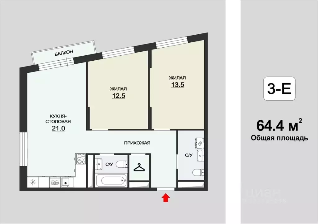 2-к кв. Ульяновская область, Ульяновск ул. Защитников Отечества, 19 ... - Фото 0