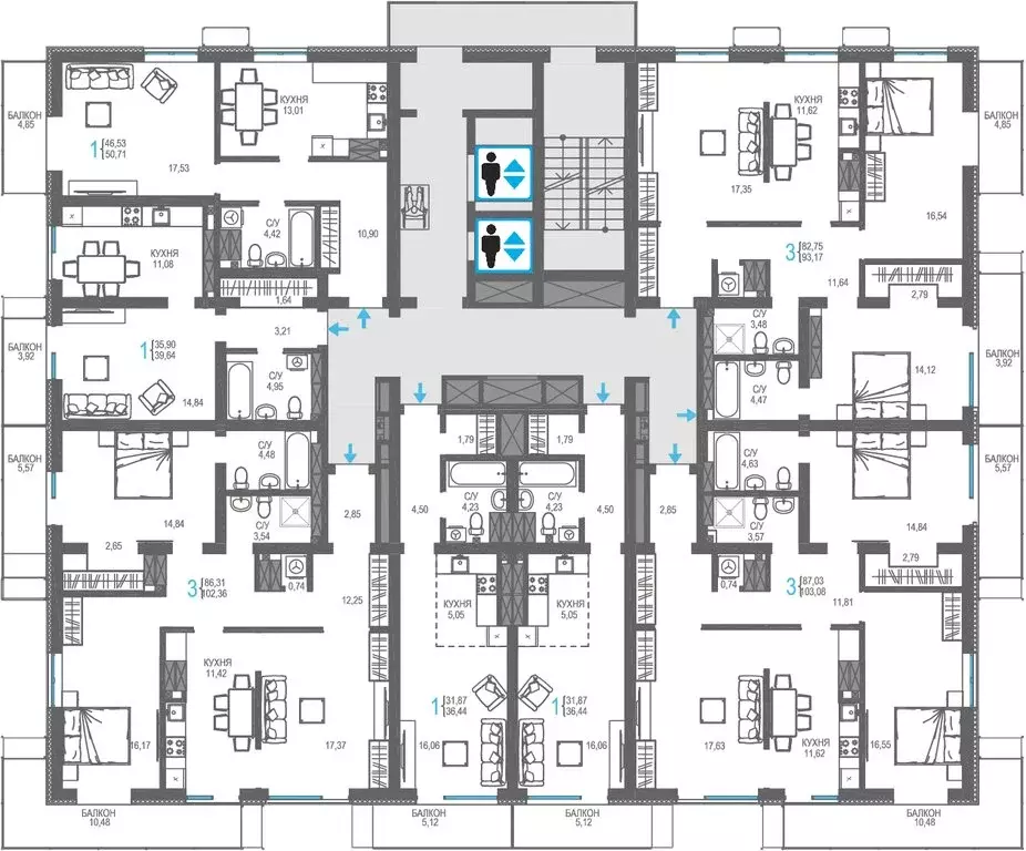 3-комнатная квартира: Ялта, жилой комплекс Бакунинский (93.17 м) - Фото 2