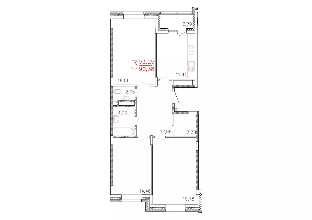3-комнатная квартира: Тверь, Планерная улица, 8 (90.4 м) - Фото 1