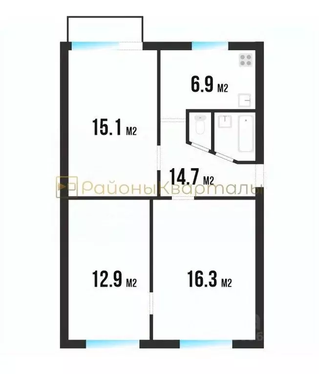 3-к кв. Новосибирская область, Обь ул. ЖКО Аэропорта, 23 (58.9 м) - Фото 2