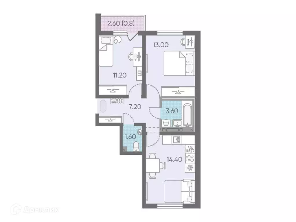 Продаётся 2-к квартира, 51.4 м - Фото 0