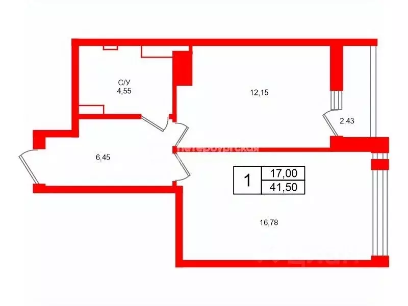1-к кв. Санкт-Петербург Комендантский просп., 60к3 (41.5 м) - Фото 2