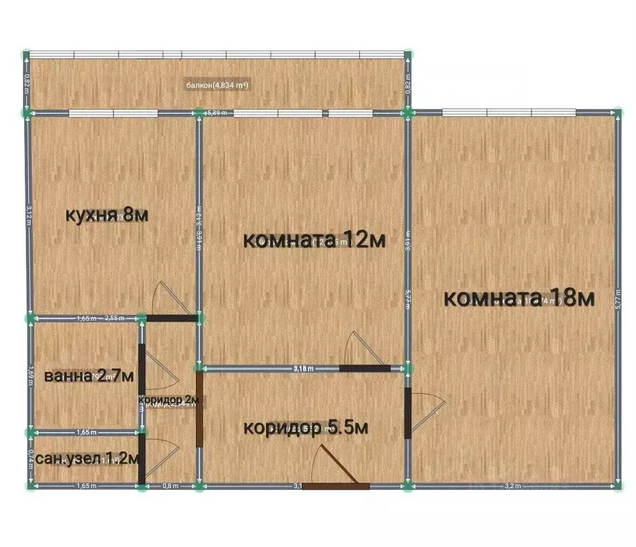 2-к кв. Липецкая область, Липецк ул. П.А. Папина, 8 (50.1 м) - Фото 1