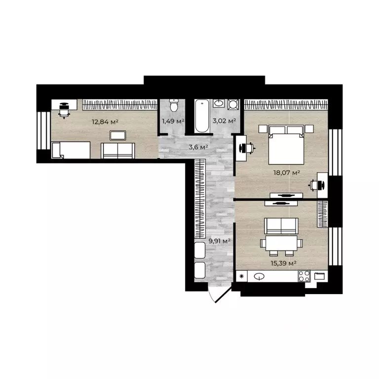 2-к кв. Ярославская область, Ярославский муниципальный округ, пос. ... - Фото 1