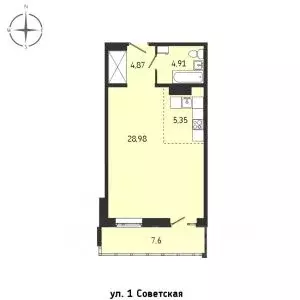 1-к кв. Иркутская область, Иркутск Советская ул., 115/1 (51.71 м) - Фото 0