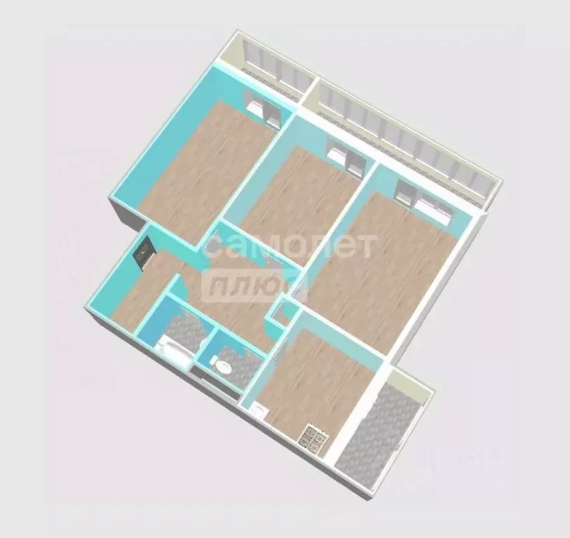 3-к кв. Краснодарский край, Туапсе ул. Говорова, 53 (67.3 м) - Фото 2