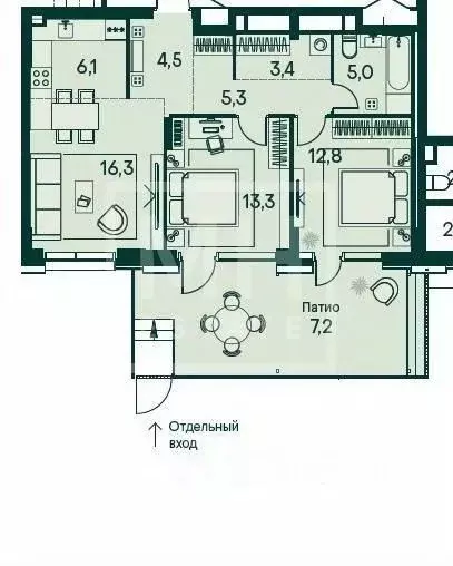 Свободной планировки кв. Москва Волоколамское ш., 71/13к1 (75.4 м) - Фото 1